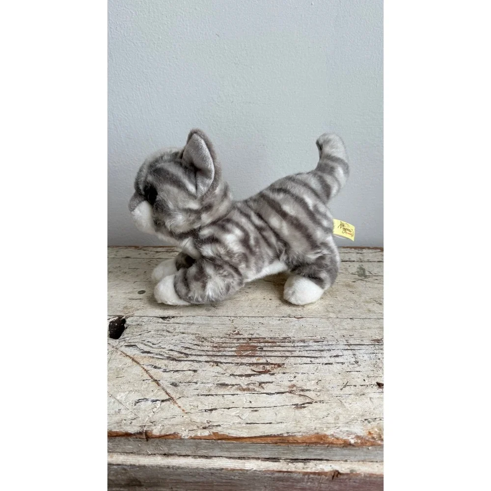 Miyoni by Aurora Grey Tabby Kitten Plush Stuffed Animal Realistic Cat 10 inch